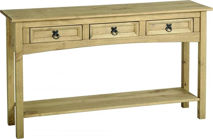 Corona Console Table With 3 Drawers With shelf - Click Image to Close